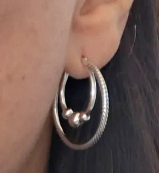 Pendientes Aro Doble Plata Bolas