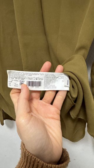 Camisa Mango Verde Oliva Talla XS Mujer