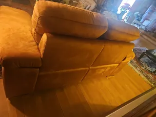 Sofá 3 plazas tela marrón/naranja