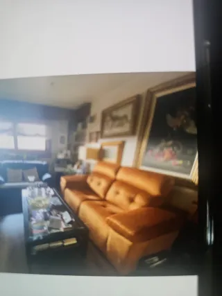 Sofá 3 plazas tela marrón/naranja