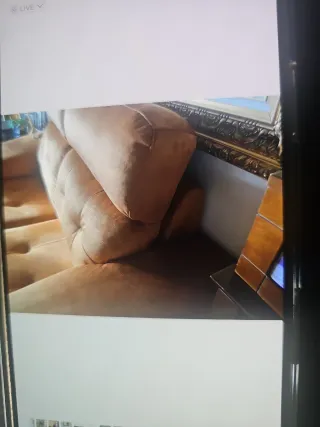 Sofá 3 plazas tela marrón/naranja