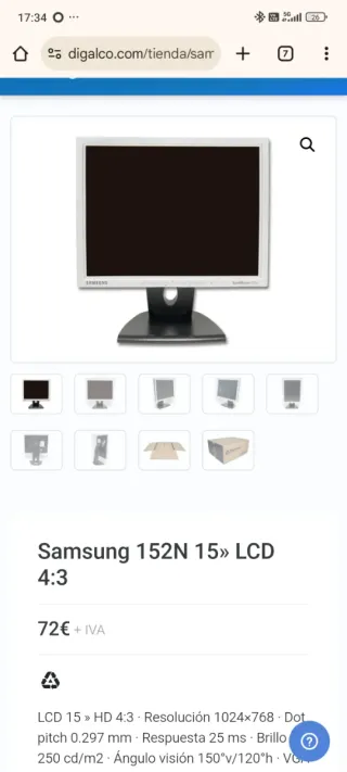 Monitor Samsung 15 4:3 pc ordenador
