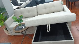 Sofá Cama Chaise Longue Beige