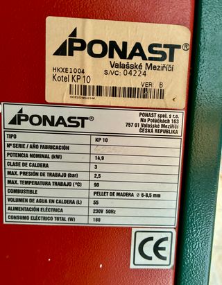 Caldera pellets Ponast KP10 – PARA DESPIECE