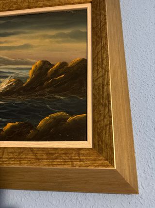 Cuadro Marino Óleo Marco Dorado Vintage