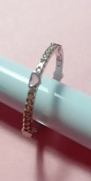 Anillo plata zircon y corazón esmaltado