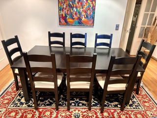 Mesa comedor extensible + 8 sillas madera