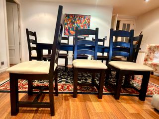 Mesa comedor extensible + 8 sillas madera