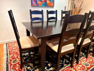 Mesa comedor extensible + 8 sillas madera