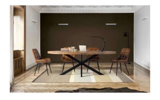 Mesa grande madera maciza patas metal