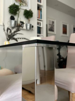 Tavolo da Pranzo in Cristallo e Acciaio Inox El Corte Inglés