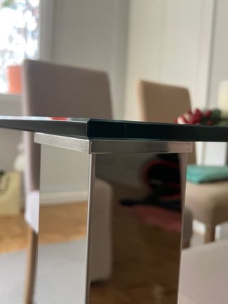 Tavolo da Pranzo in Cristallo e Acciaio Inox El Corte Inglés