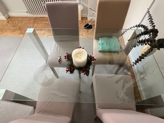 Tavolo da Pranzo in Cristallo e Acciaio Inox El Corte Inglés