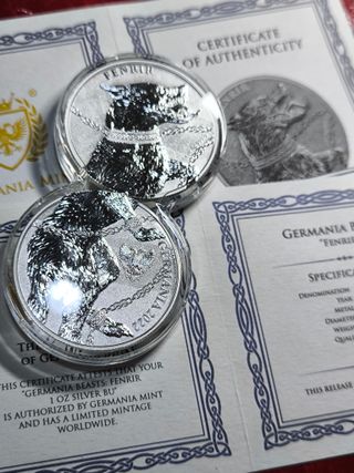 2 Monedas 1 Onza LOBO FENRIR Germania Mint