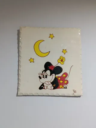 Díptico decorativo retro pintado a mano (19×19 cm)