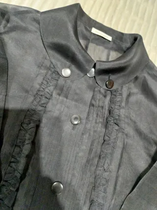 Blusa Massimo Dutti Seda Talla 42 azul oscuro .