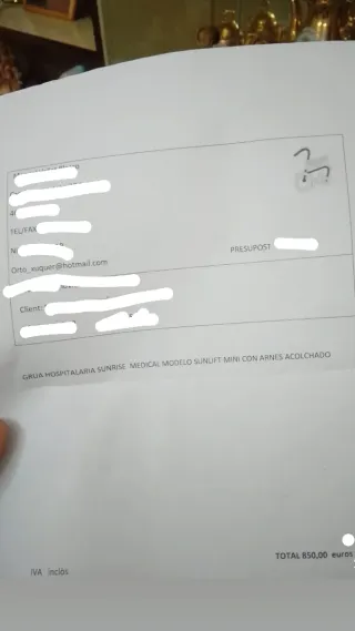 Grúa hospitalaria sunrise medical modelo sunflit