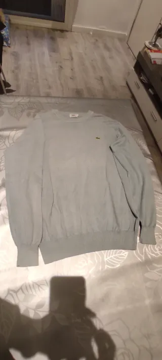 Jersey Lacoste punto fino azul/gris