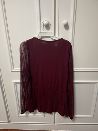 Camiseta Cortefiel manga larga granate Talla S