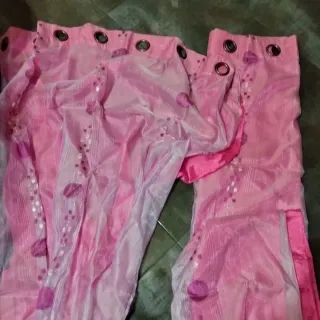 Visillos cortinas rosa