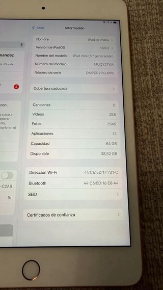 iPad mini 5ª Gener Apple Dorado/Blanco 64GB