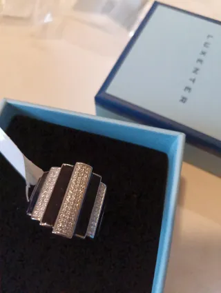 Anillo Plata 925 Luxenter Negro y Brillantes