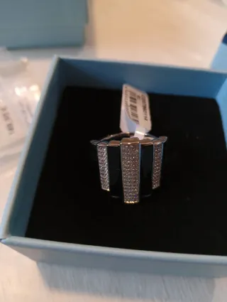 Anillo Plata 925 Luxenter Negro y Brillantes