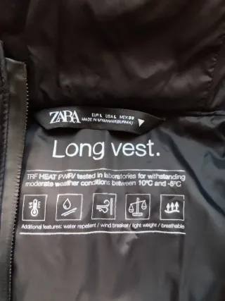 Chaleco largo acolchado Zara negro nuovo gilet