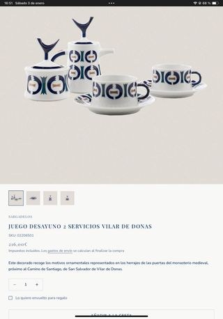 Juego de desayuno Sargadelos, Vilar de donas.