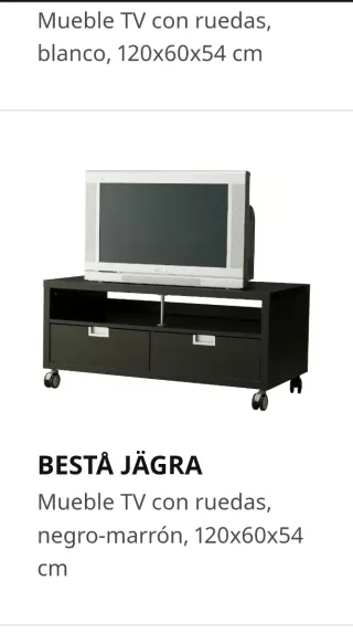 Mueble TV Ikea Besta Jägra, 5 ruedas Negro-Marrón