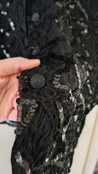 Chaqueta mujer lentejuelas negra