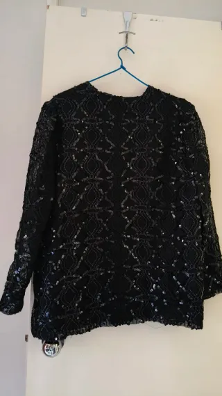 Chaqueta mujer lentejuelas negra