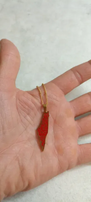 Colgante Mapa Palestina Cadena Dorada