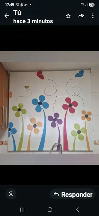 Cortina Enrollable Cocina Flores y Mariposas