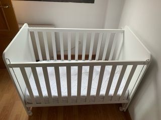 Cuna colecho de madera blanca, regalo colchón.