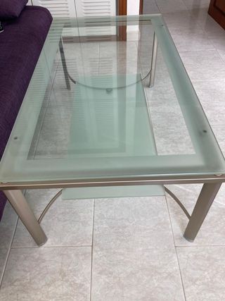 Mesa centro metal y cristal