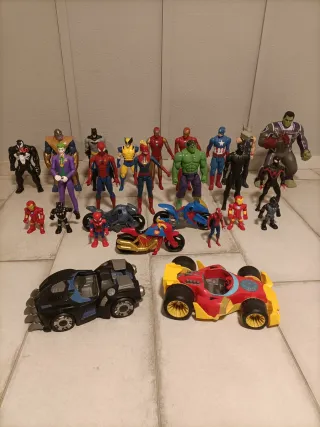 Lote Figuras Marvel: Superhéroes, Coches y Motos