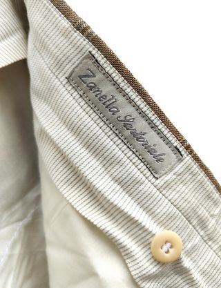 Pantaloni Zanella Principe di Galles Lana Beige L