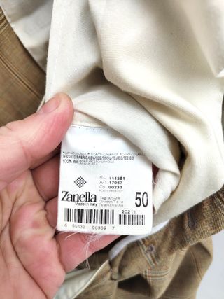 Pantaloni Zanella Principe di Galles Lana Beige L