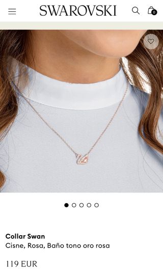 Collar Swarovski Cisne Dorado y Rosa