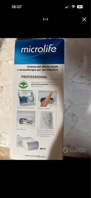 Microlife NEB 10 Aerosolterapia Doccia Nasale