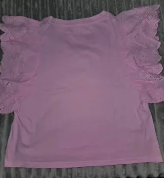 Camiseta Zara rosa volantes mujer