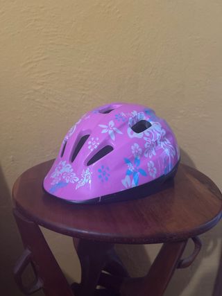 Casco Bicicleta Infantil Rosado Flores