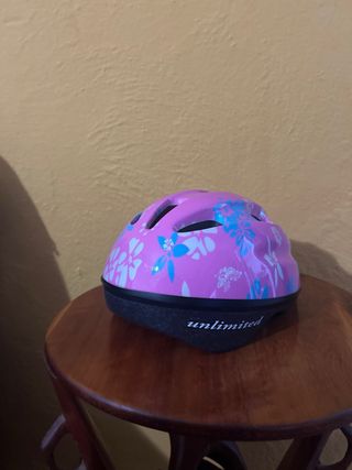 Casco Bicicleta Infantil Rosado Flores