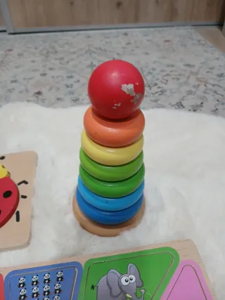 Lote Juguetes Madera Bebé Puzzles y Apilables