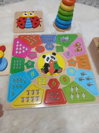 Lote Juguetes Madera Bebé Puzzles y Apilables