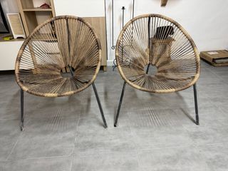 Poltrone vintage in rattan e metallo