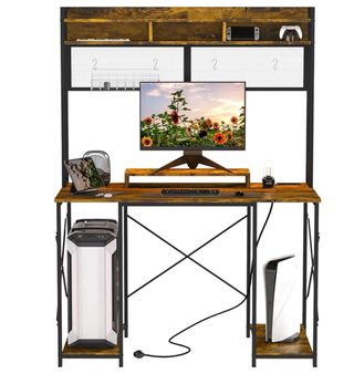 Mesa de escritorio con estantería