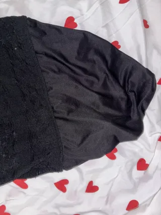 Falda larga negra de encaje