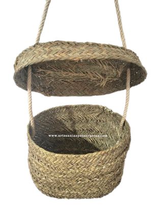 Barja/capacha de esparto natural con tapa y asa